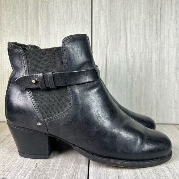 Rag & Bone Durham Black Leather Ankle Bootie Moto Heeled Boots Women’s Size 6 36 - Picture 1 of 10